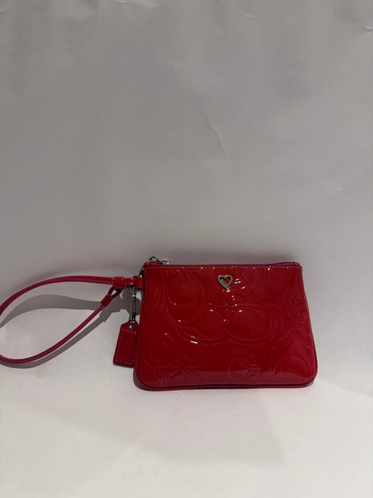 Coach patent red wristlet with box