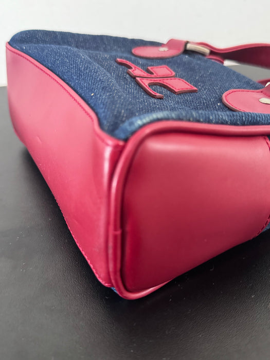 Courrèges Mini Denim Bag Vintage Denim + Red Faux Leather Statement Logo