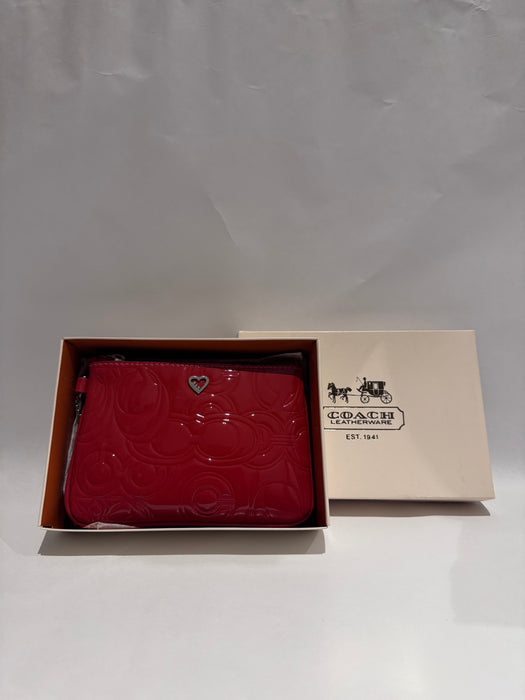 Coach patent red wristlet with box