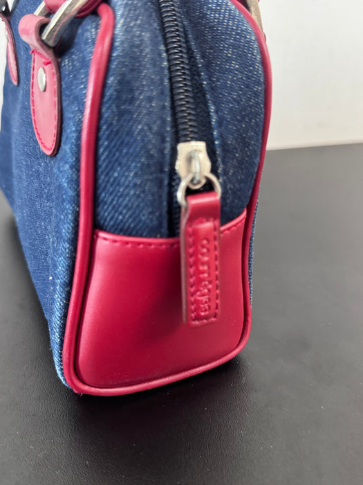 Courrèges Mini Denim Bag Vintage Denim + Red Faux Leather Statement Logo