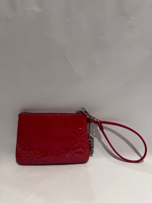 Coach patent red wristlet with box